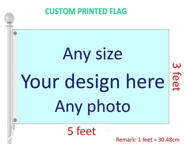 3 x 5 Fuß individuelle Flagge und Banner, jedes Logo, jede Farbe, 100D-Polyester-Digitaldruck mit Wellenabdeckungsösen