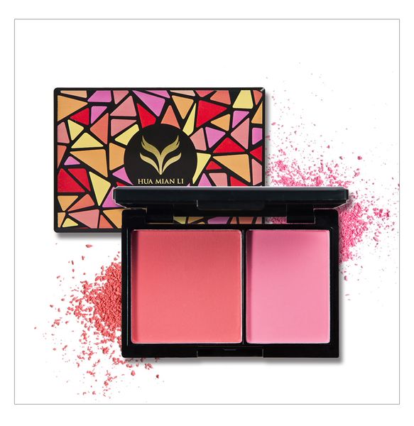 

huamianli geometric pattern 2colors blush two-color blush pearlescent matte rouge