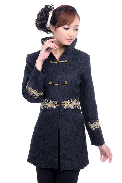 

wholesale- new arrival chinese tradition women's lengthen dust coat jacket m  xl xxl 3xl 4xl, Black;brown