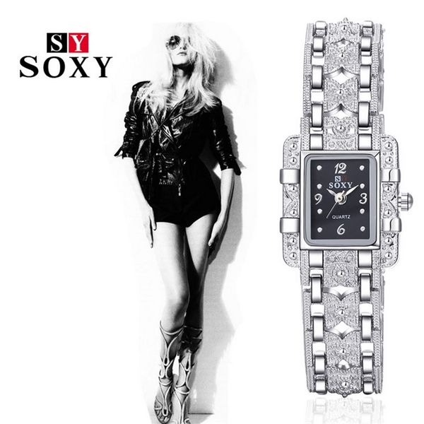 

Новый 2016 мода дамы повседневные часы горный хрусталь браслет часы женщины элеган