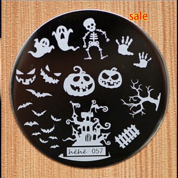 

halloween design round stainless steel nail plates hehe60 series nail art image konad print stamp stamping manicure template, Black