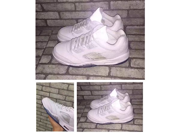 

designer 5s lows mens basketball shoes sneakers 5 sports trainers athletic boots white sliver for men