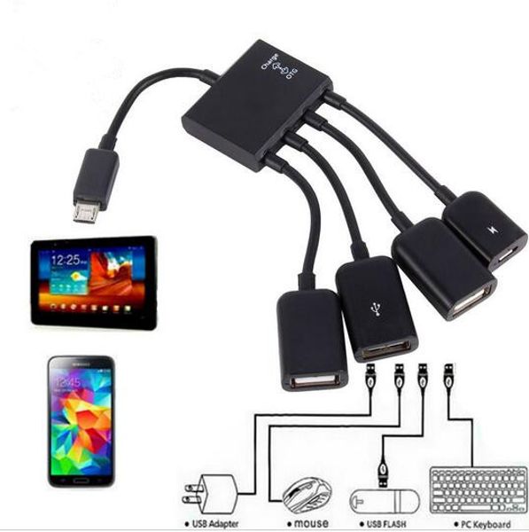 

otg концентратор кабель разъем spliter 4 порта micro usb для смартфонов планшетных пк