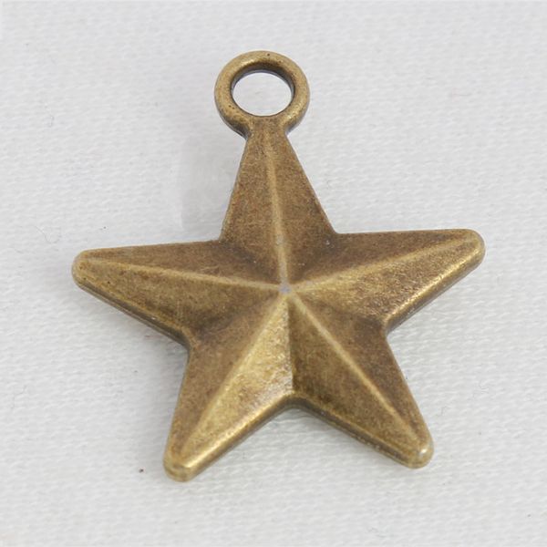 

antique bronze plated 3d pentagram star charms alloy double sided star metal finding charms 50pcs/lot aac1310, Bronze;silver