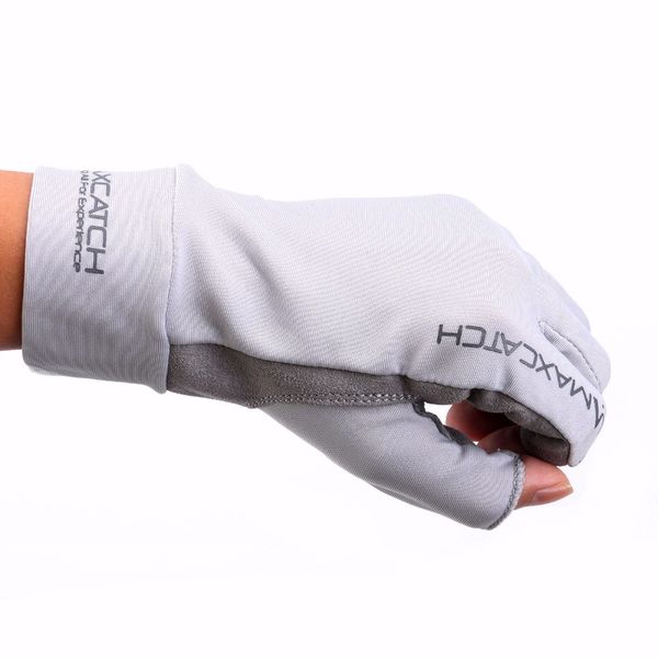 

anti-uv sun protection breathable durable fingerless 5 cut non-slip exposed finger fly fishing gloves for men grey outdoor fishing accessory, Black
