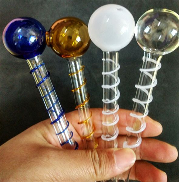 Pyrex Spiral Yağ Burner Boru Mini Cam El Borular Renkli Sigara Tobakoo Kabarcık Tüp Dab Rig Bong için