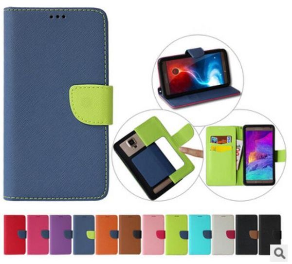 

universal wallet pu flip leather case with credit card slots for 3.5 to 6.0inch 6 size 12 colors cell mobile phone case