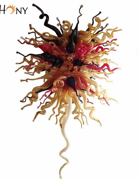 

110v/120v/220v/240v european style lamp medium size blown glass wrought iron chandelier