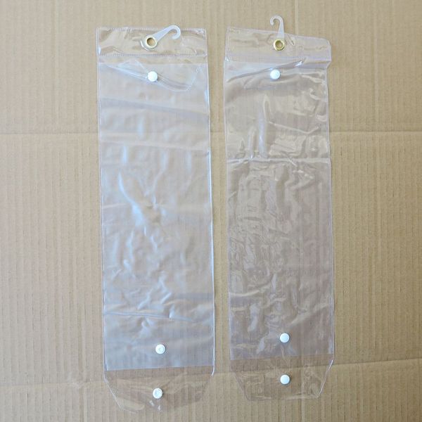 Haarverlängerungen, PVC-Kunststoffverpackung, Beutel, Verpackungsbeutel mit Pothhook, 12–26 Zoll, zum Verpacken von Haartressen, Klebeband, Haarverlängerungen, Knopfverschluss