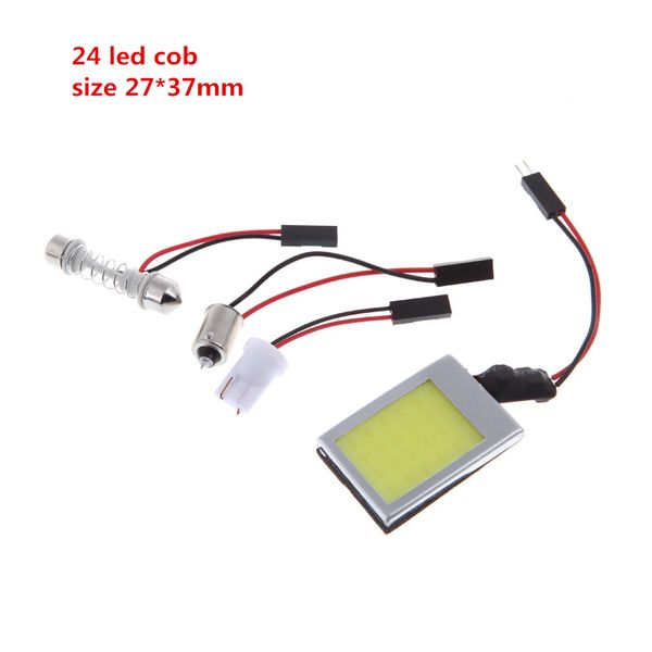 Beleuchtung, automatische LED-Lichtanzeigelampe, 24 SMD COB-Chip T10 + Girlandenkuppel-Adapterpanel