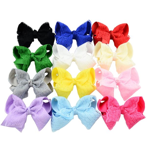 

wholesale- 12pcs/lot 4 inch grosgrain ribbon bow with clip kids hairpins children hair accessories 12 colors 599, Slivery;white