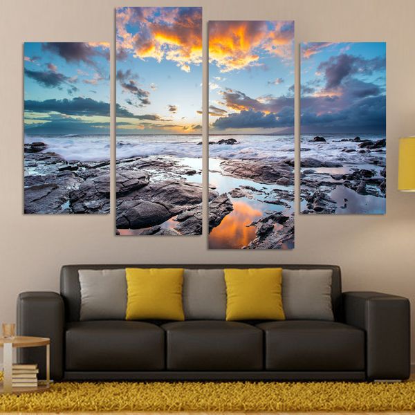 

4 шт большой hd seaview с ship топ-рейтинг печать холст картина для гостиной wall art picture главная украшение дома картина (без рамки