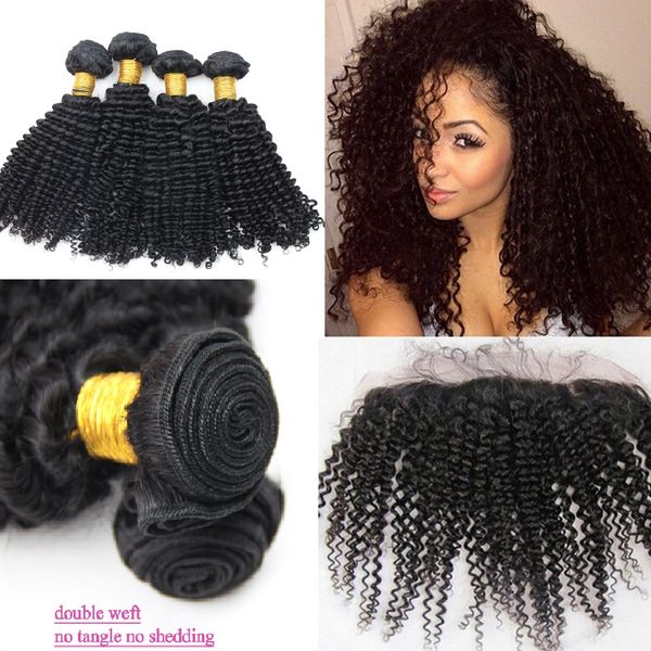 2019 13x4 Kinky Curly Lace Frontal Closure With Three Bundles