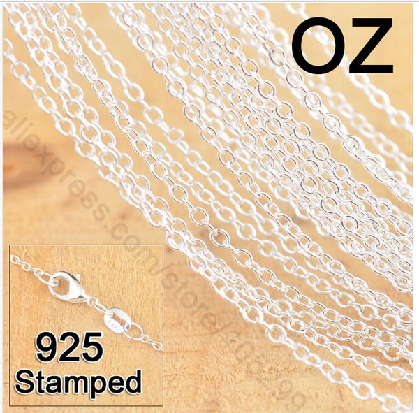 

wholesale-fast 50pcs 18" 925 sterling silver jewelry link rolo chains necklace with lobster clasps factory pring