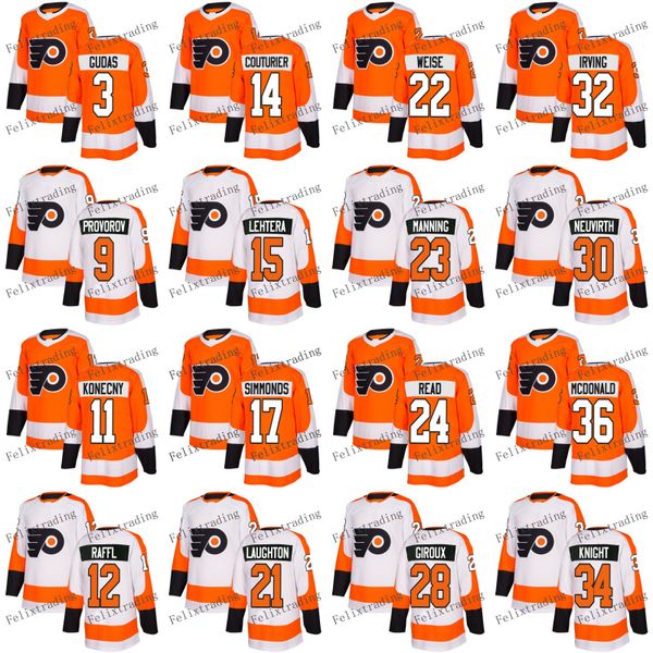 

2018 Philadelphia Flyers 9 Ivan Provorov 11 Travis Konecny 17 Wayne Simmonds 28 Claude Giroux 37 Brian Elliott Matt Read Dale Weise Jersey