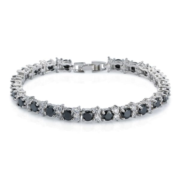 

женская мода 18k позолоченный браслет gp круглый агат ясно кубического циркония теннисный браслет партии браслет, Black