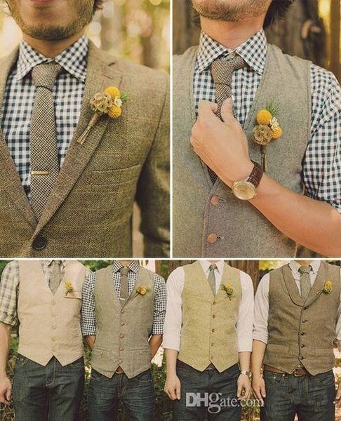 

unique wool tweed vest 3 style for choose groom vests british style mens suit vests farm wedding waistcoat mens dress vests slim fit, Black