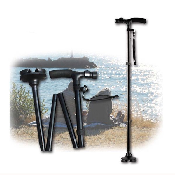

wholesale- aluminium alloy folding legs multi-function led with light never lean trusty old man stick the old cane cane zh