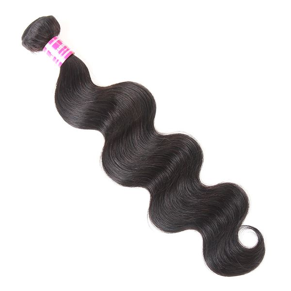 

перуанский малайзии бразильский индийский человеческих волос weave пучки 1шт за лот 8-40 дюймов объемная волна волос ткет необработанные деш, Black