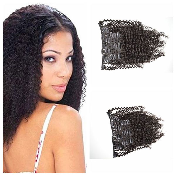 Clip-in-Echthaarverlängerungen, 20,3–66 cm, natürliches Schwarz, brasilianische Afro-Kinky-Clip-on-Haarverlängerungen, G-EASY-Haarprodukte
