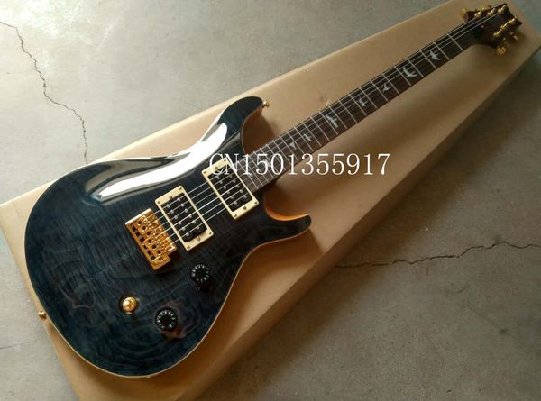 

Free shipping custom 24 tiger Maple veneer transparent black gold accessories electric guitar can be changed according to the buyers request