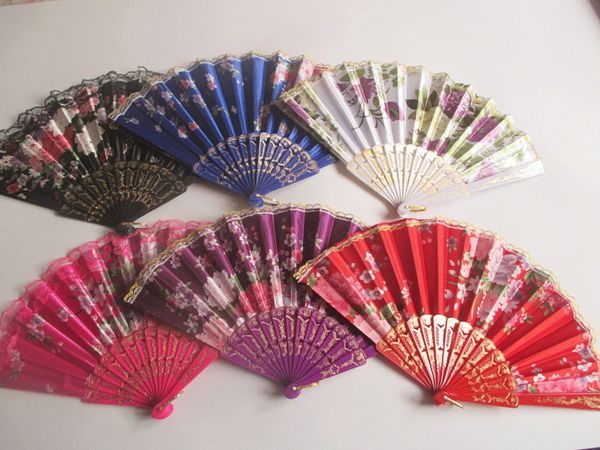 

brand new wing chun fan color silk cloth 7 inch dance lace fan zs019 mix order as your needs