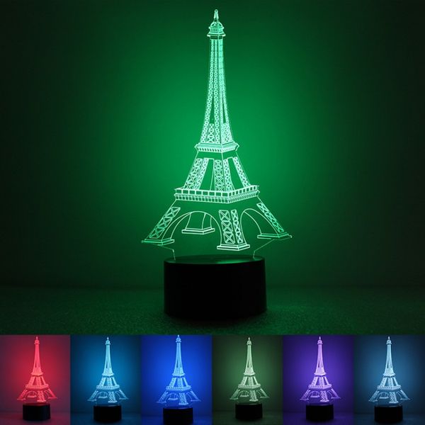 Eiffel Tower Led Light Plastic Acrylic Durable Night Lights Button Switch Hologram Atmosphere 3d Lamp Factory Direct Sale 30rm B Unusual Gifts Online