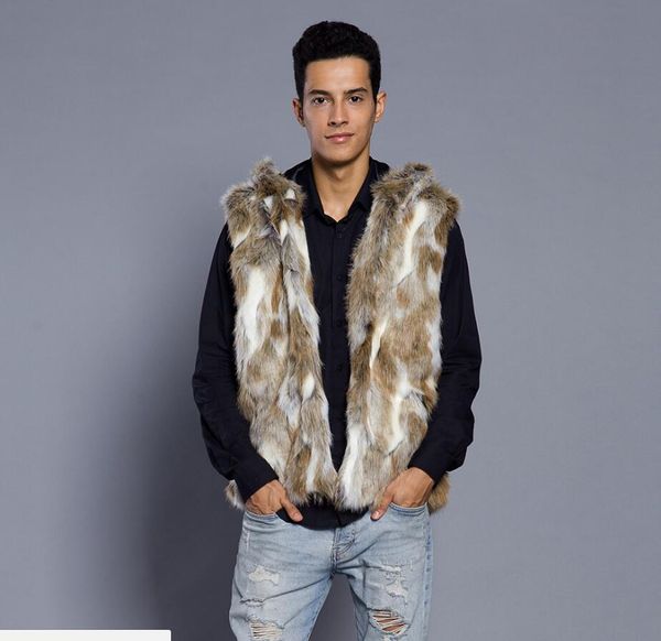 

winter men false mink fur hooded fur coat men corner button jacket 2018 plus size jacket, Black