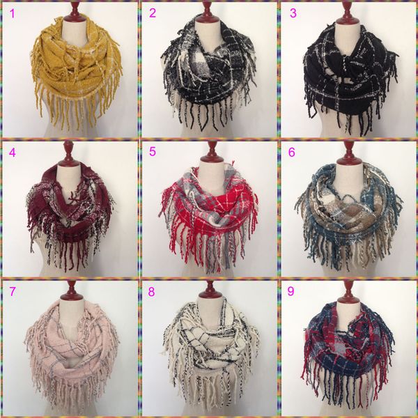 

2017 new design fashion women winter warm loop yarns scarf tassels soft shawl ring snood scarves wraps infinity, Blue;gray