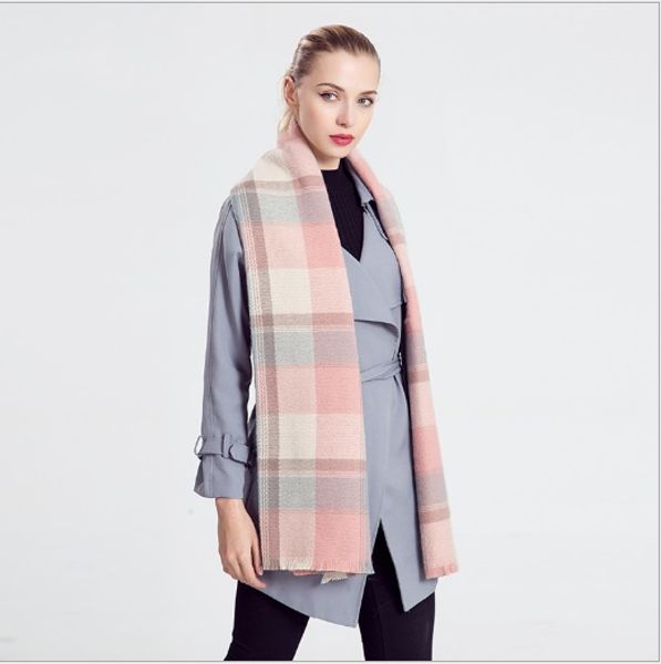 

2016 brand cashmere design triangle scarf plaid fashion warm in winter shawl for women pashmina shawl, Blue;gray