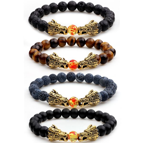 

china wind crackle natural stone beads bracelet for men jewelry dragon pulseras bracelet fba shipping d345s, Golden;silver