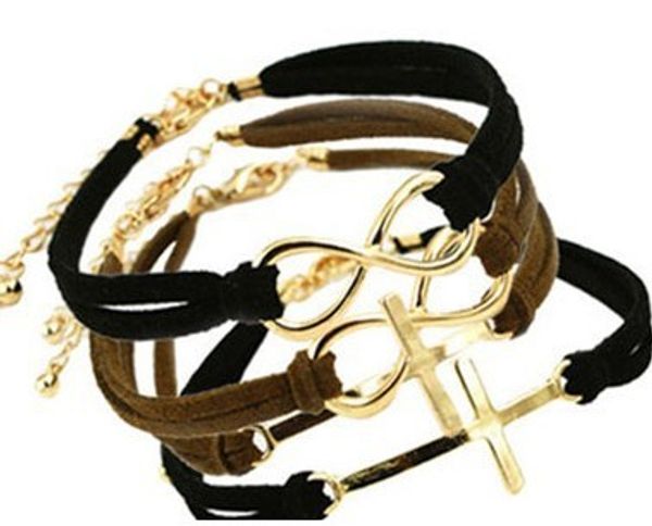 

style figure 8 cross weaving bracelets velvet handmade charm bracelets factory price multicolor optional