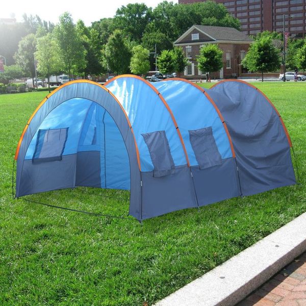 

wholesale- quick installated 2 room 1 hall 5 window 8-10 people waterproof garden fishing hiking camping tent drop shipping ru warehouse