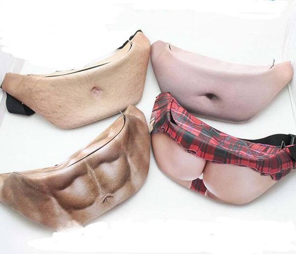 

5pcs popular 3d printed pu dadbag muscle fat belly pattern pockets 1l capacity gadgets for boy man