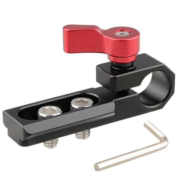 

camvate single 15mm rod clamp with nato rail (red/black wingnut