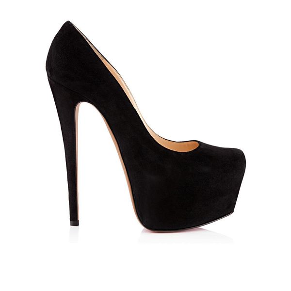 

karmran women handmade fashion baffodile clork 160mm party pumps platform high heel party dress shoes blacksuede, Black