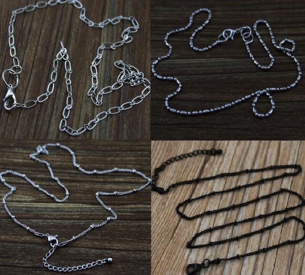 

45/80cm new arrive white k jewelry 7 different styles pretty cute fashion charm chain necklace jewelry for locket snap pendant, Silver