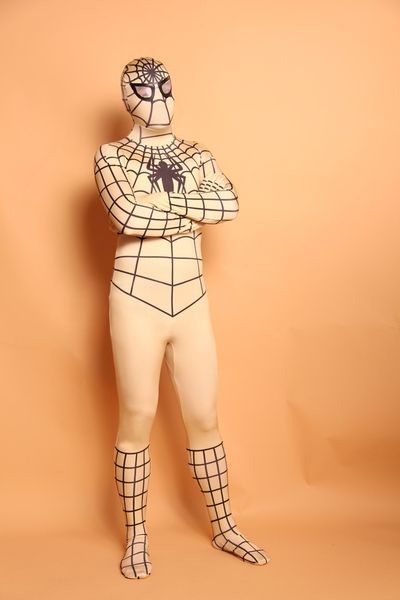 

d2-006)super quality full body light yellow lycra spandex superhero spiderman zentai suits halloween costume, Black;red