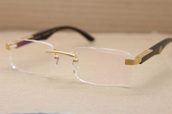 Новые квадратные очки Mbybach без оправы THE ARTIST, черные очки с рогом буйвола, мужские популярные металлические очки, размер: 56-18-135 мм
