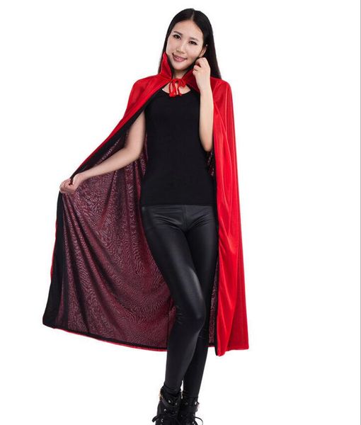 140 cm festa di Halloween per adulti e bambini Stregone Mago Costume Cosplay Mantello con cappuccio Strega Grim Reaper Costume Cosplay Robe Cape