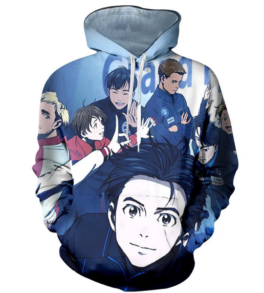 

fashion women/men anime cartoon yuri on ice funny 3d printed casual hoodies sweatshirt plus size p08, Black