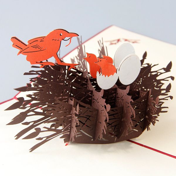

3d greeting card vintage handmade creative kirigami & origami love nest pop up gift valentine's day cards postcard sale