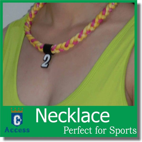 

titanium negative ion tri braid energy sports necklaces camouflage color necklace, Golden;silver