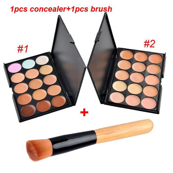 15colors Corretivo Facial Nautral Cuidados Nake Glitter Makeup Palette Set com Beush 1pcs Concealer + 1pcs livre Escova DHL