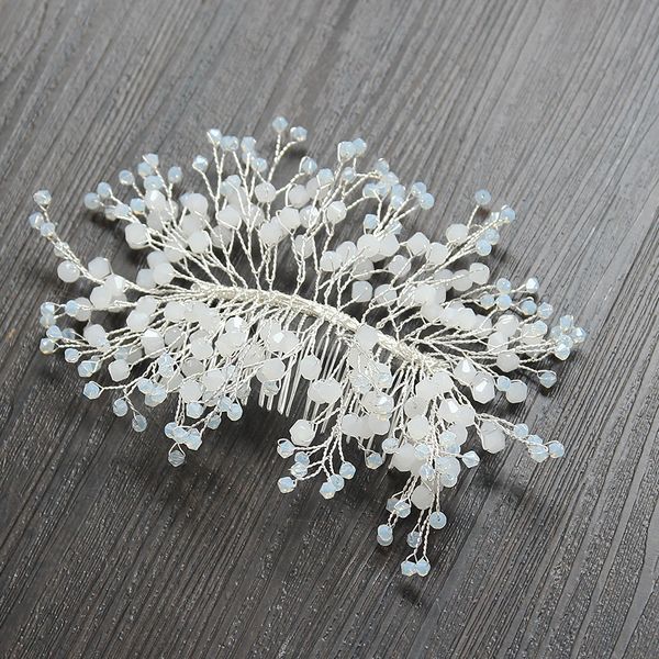 

beijia Fashion Beaded Crystal Hair Comb Bridal Hair Jewelry Silver Wedding Accessories Hair Ornaments Women Combs