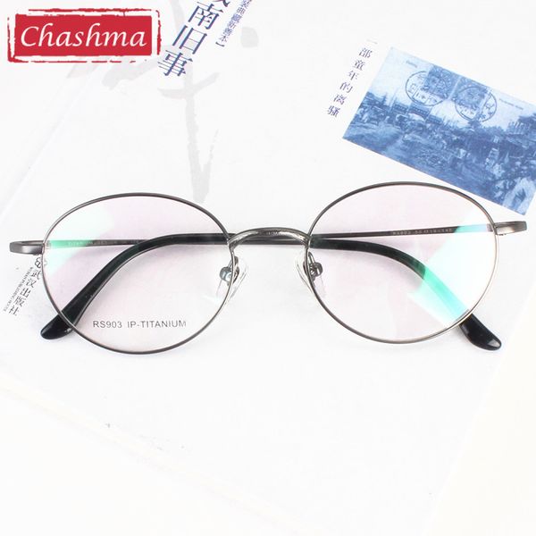 Оптом- Chashma Новые титановые круглые очки оптические винтажные зрелище кадров ретро рецептурные очки