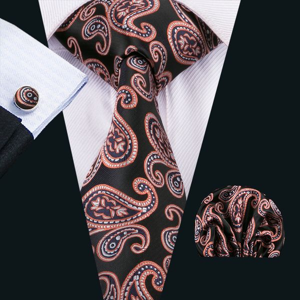

пейсли мужские галстуки классический шелковый галстук устанавливает оранжевый галстук для мужчин галстук носовой запонки жаккардовые тканые, Black;blue