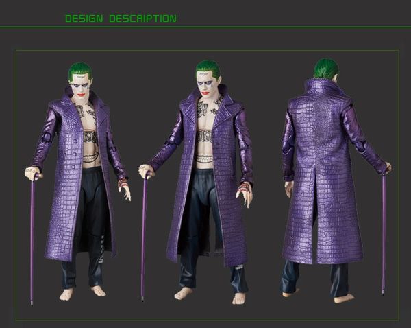 

wholesale-film kukucos batman suicide squad halloween coat leather long jacket jared leto joker cosplay costume with pants fashion style, Black;red
