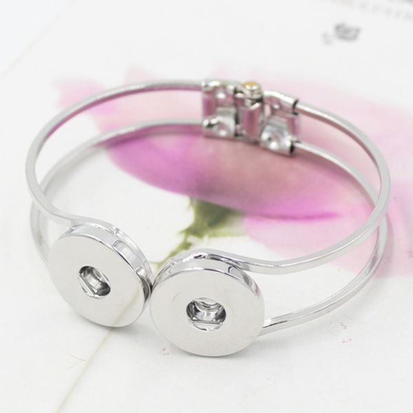 

new arrival interchangeable chunky 18mm snap jewelry adjustable open cuff snap bracelet bangle wholesale jewelry pulseras, Golden;silver