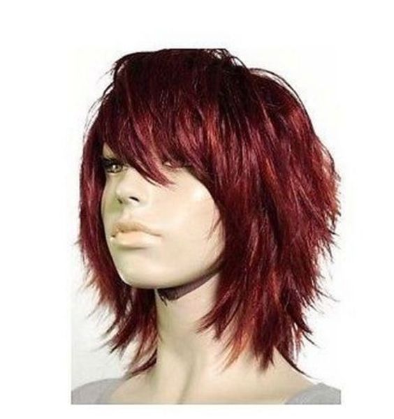 

100% new fashion picture full lace wigs>>stunning short women's red brown hair wigs az01, Black